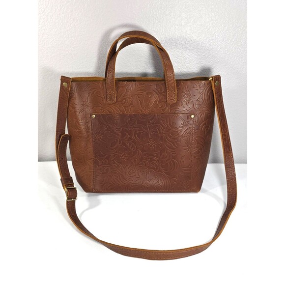 Portland Leather Handbags - Portland Leather Goods Meadow Medium Crossbody Tote Sanded Embossed Design NEW